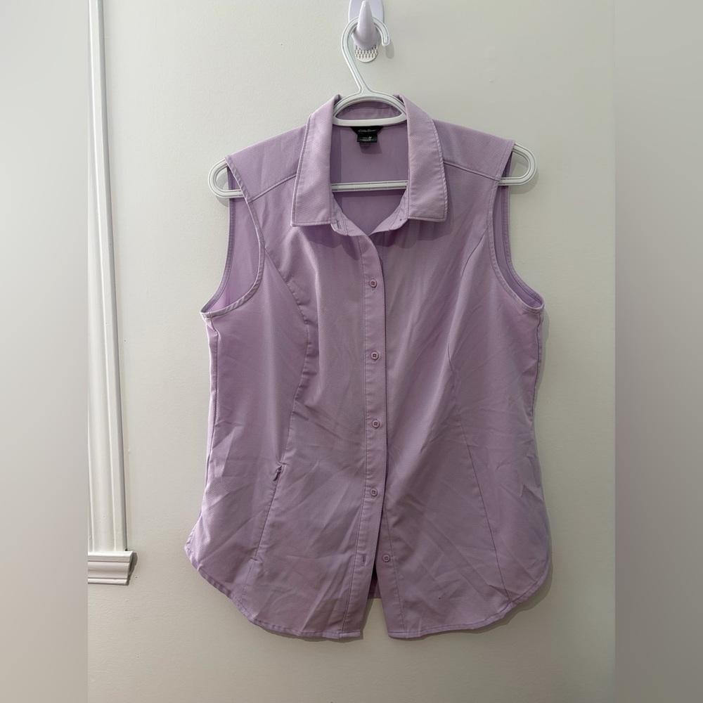 Eddie Bauer Light Purple Sleeveless Button-Down Shirt